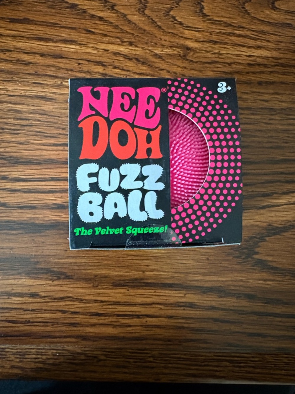 Needoh Fuzz Ball Pink Velvet Squeeze Toy